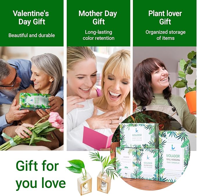 Propagation Station, Plants Terrarium, Plants Lover Gifts for Women,Plant Cutting Holder Home décor,Gifts for Women,House Warming New Home-2 Tubes-Beige