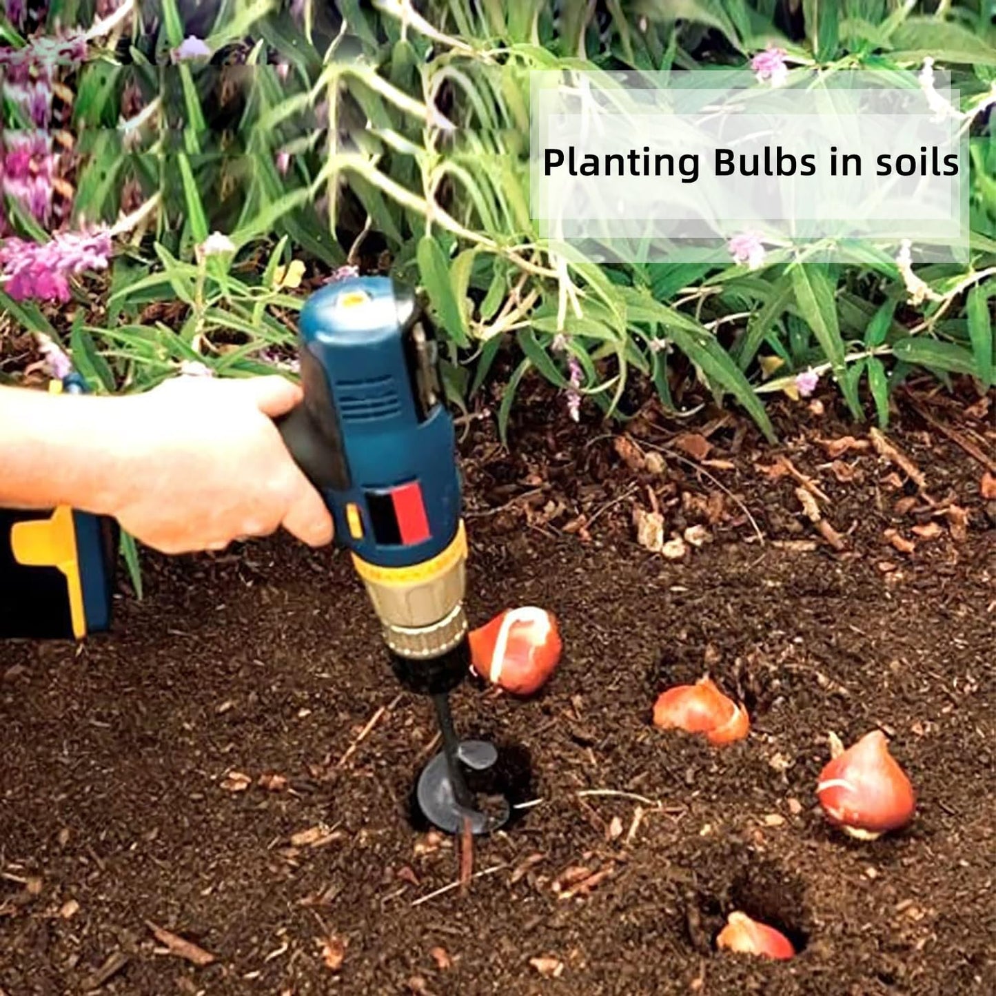 4 Pack Garden Auger Drill Bit for Planting,Ground Soil Earth Spiral Drill Bits for 3/8" Hex Drive Drill, Auger Drill for Bulbs Planting, Hole Digger Flowers,Bedding Digging Plant Rapid Planter Tool