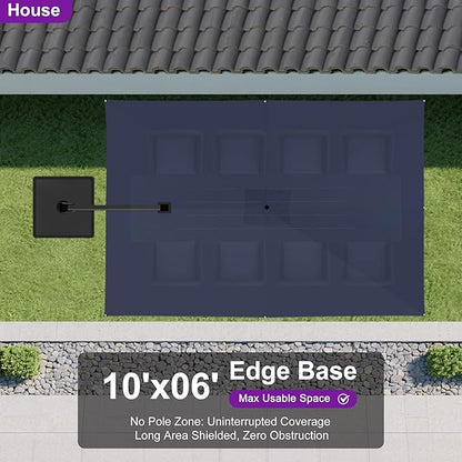 PURPLE LEAF 10' X 6.5' Swivel Outdoor Patio Aluminum Umbrella with Base Left-right Tilting Cantilever Offset Umbrella with UV Resistant Heavy Duty Fabric for Deck Pool Patio Backyard, Ocean Slate