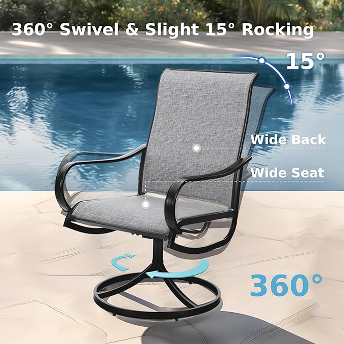 MFSTUDIO Patio Table and Chairs Set of 4, Outdoor Dining Set with Umbrella Hole, 5 Piece Patio Furniture Set for Deck Backyard Poolside Garden