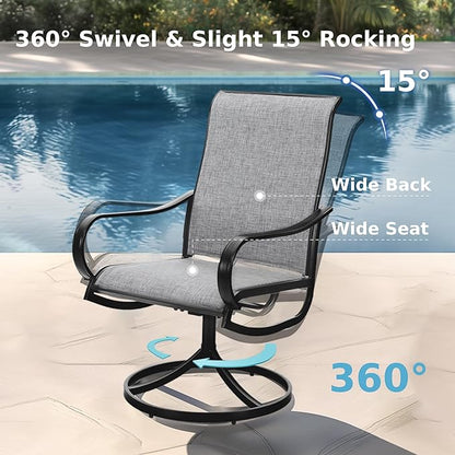 MFSTUDIO Patio Table and Chairs Set of 4, Outdoor Dining Set with Umbrella Hole, 5 Piece Patio Furniture Set for Deck Backyard Poolside Garden