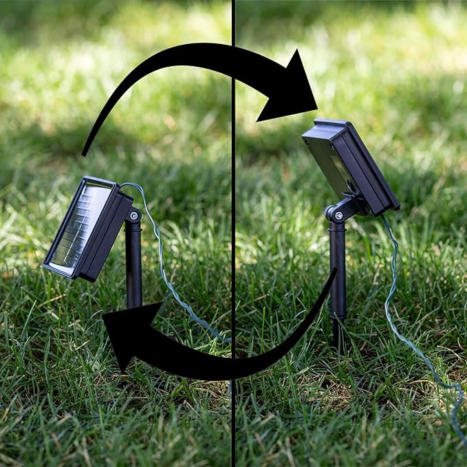 Novelty Lights 50 Light Solar Powered LED Outdoor Mini Light String, 12.5 Feet on White Wire, Warm White 5mm Bulbs, Automatic Dusk to Dawn Operation