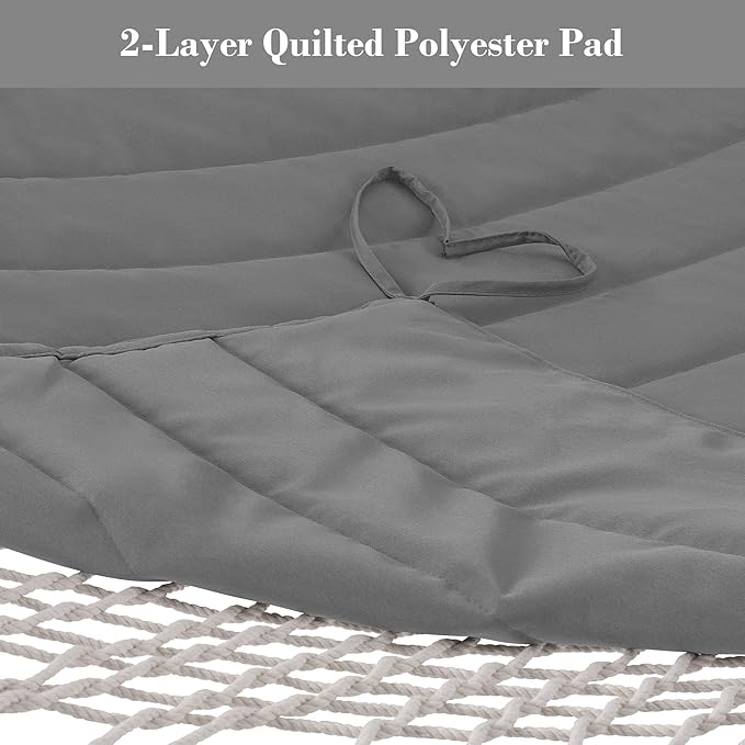 SUNCREAT 15 FT Hammocks for Outside, Two Person Hammock for Patio, Garden, Porch, Outdoor, Light Gray