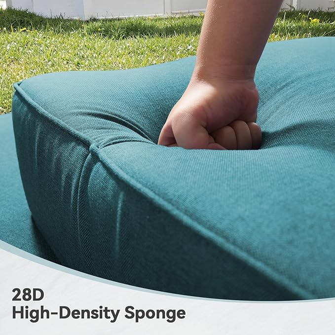 Luxury 6" Outdoor Cushions for Patio Furniture, 24x24x6" Thick Seat Cushion Set, Fade Resistant Couch Chair Replacement Cushions High Density Deep Wicker Chair Cushion with Removable Cover, Green
