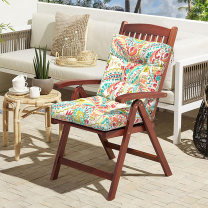 LVTXIII Outdoor Low Back Chair Cushions, Seasonal Replacement Adirondack Chair Cushion with Ties, Patio Waterproof Seat Cushions for Home Garden Use, 21 W x 21 D, Set of 2, Pretty Paisley