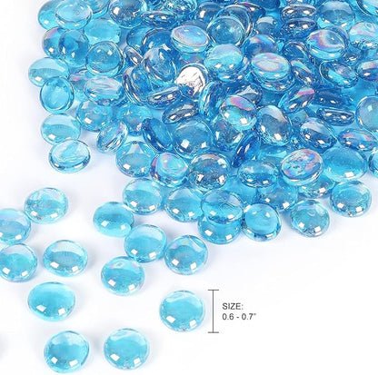 11LB Fire Glass Beads and Marbles for Outdoor Fire Pit and Fireplace, Glass Gemstones for Vase Filler, Aquariums, Hydroponics Plants, Home Decor and Christmas DIY Craft, Turquoise