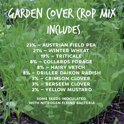 No-Till Garden Farm and Garden Cover Crop Mix Seeds - 5 Lbs - Blend of Gardening Cover Crop Seeds: Hairy Vetch, Daikon Radish, Forage Collards, Triticale, More