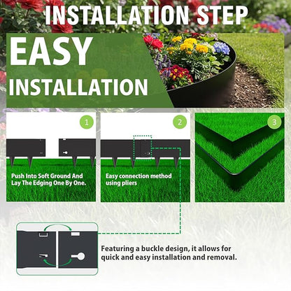 40"x10" Metal Landscape Edging, 6-Pack (20ft Total) – Rustproof Galvanized Steel Garden Border, Lawn & Flower Bed Edging, Decorative Hammer-in Outdoor Landscaping Border for Yard, Pathways & Driveways