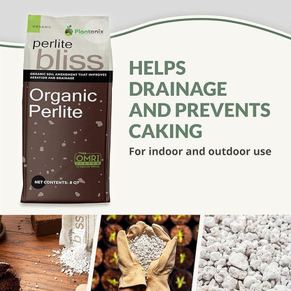 Perlite Bliss (16 Qts) - Organic Perlite for Plants - Coarse Perlite Bulk Soil Amendment - Chunky Perlite for Plants, Potting Soil, Garden Soil, & Coco Coir - Horticultural Perlite for Gardening