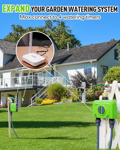 RAINPOINT WiFi Water Timer for Garden Hose, Brass Inlet 2 Zone WiFi Sprinkler Controller, Smart Hose Timer Valve, Automatic Drip Irrigation System/Rain Delay for Garden/Lawn/Yard (No Gateway)