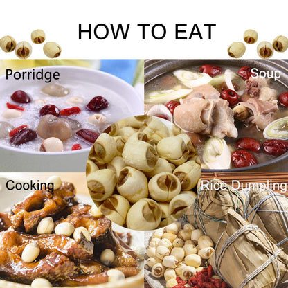 DOL Natural Dried Lotus Seeds Packed In USA 莲子干 16 Ounce, 100% Natural, Dried White Lotus Seeds Lian ZI, Rich In Methionine for Health, 白蓮子 for Herbal Tea Cooking Porridge and Soup Raw Material