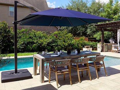 PURPLE LEAF 10' × 10' Patio Cantilever Umbrella Outdoor Square Adjustable Offset Umbrellas with 360-degree Rotation and 8 Heavy Duty Metal Ribs for Garden Deck Pool Navy Blue