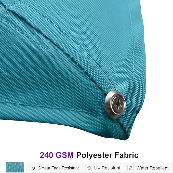 PURPLE LEAF 13 FT Square Patio Umbrella Large Cantilever Outdoor Aluminum Offset Umbrella with 360-degree Rotation for Garden Deck Backyard Pool Turquiose Blue