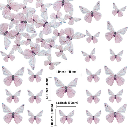 Ephlyn 72Pcs Edible 3D Butterfly Cupcake Toppers Cute Butterfly Picks Realistic 3D Butterfly Cupcake Decorations for Butterfly Theme Baby Shower Bridal Shower Birthday Decorations Purple