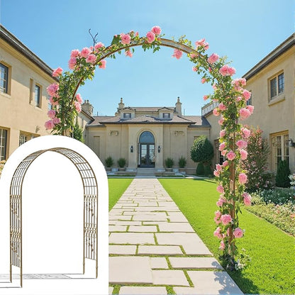 Metal Garden Arbor, 104.3” Tall Wrought Iron Archway for Climbing Plants & Flowers, British-Style Garden Trellis (Copper)