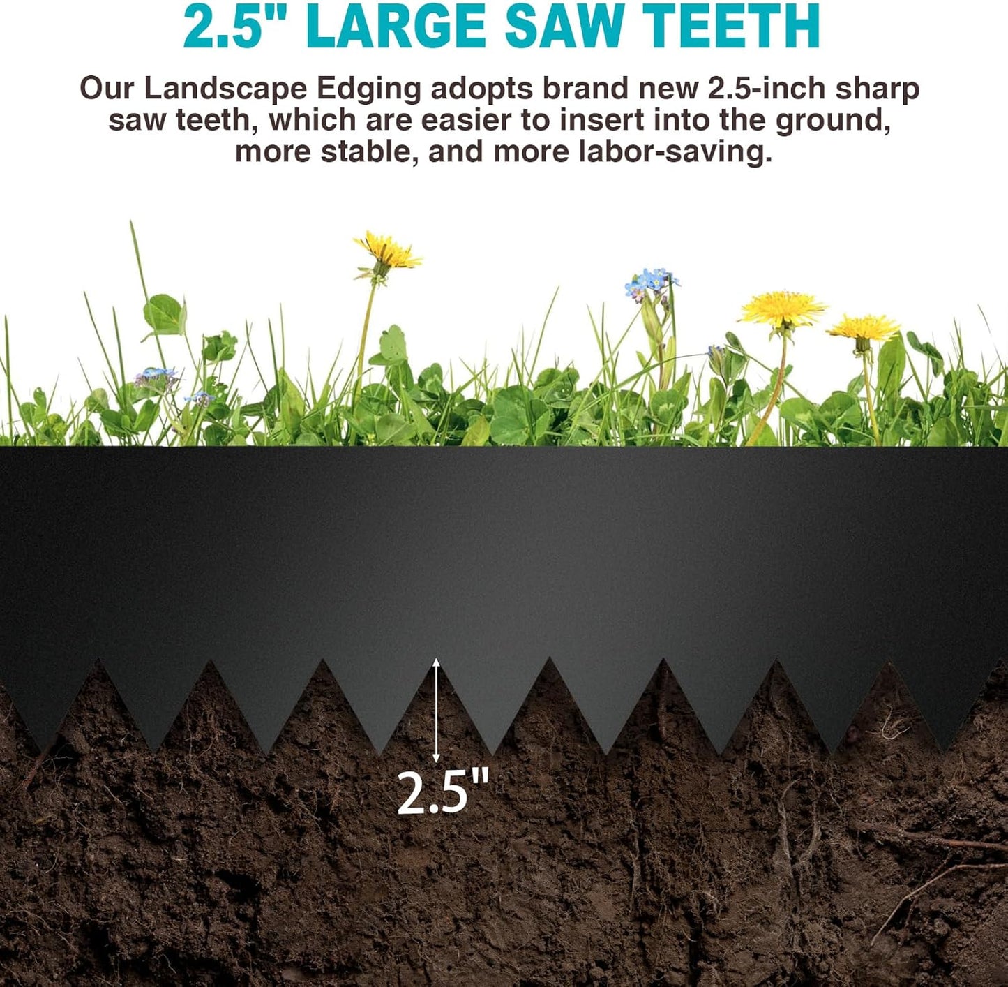 Metal Landscape Edging 40 Inch Strips, Metal Edging 6 Inch Depth, 6 Pack Hammer in Garden Edge, Metal Landscape Edge, Steel Edging for Landscaping