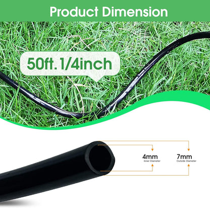 50FT 1/4 inch Drip Irrigation Tubing Distribution Hose Tube for Garden Irrigation System