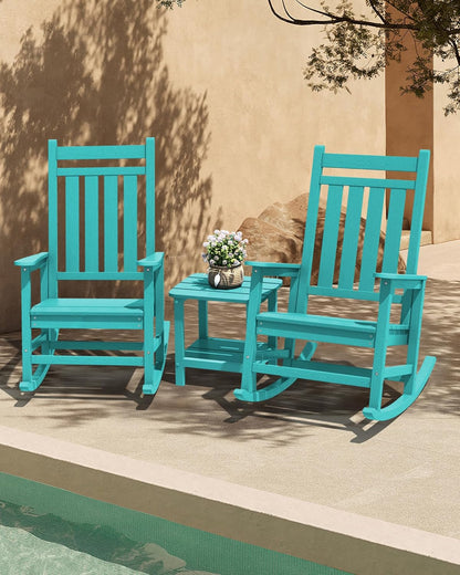 SERWALL HDPE Rocking Chair Set of 4, Outdoord Rocking Chairs for Adult, Aruba