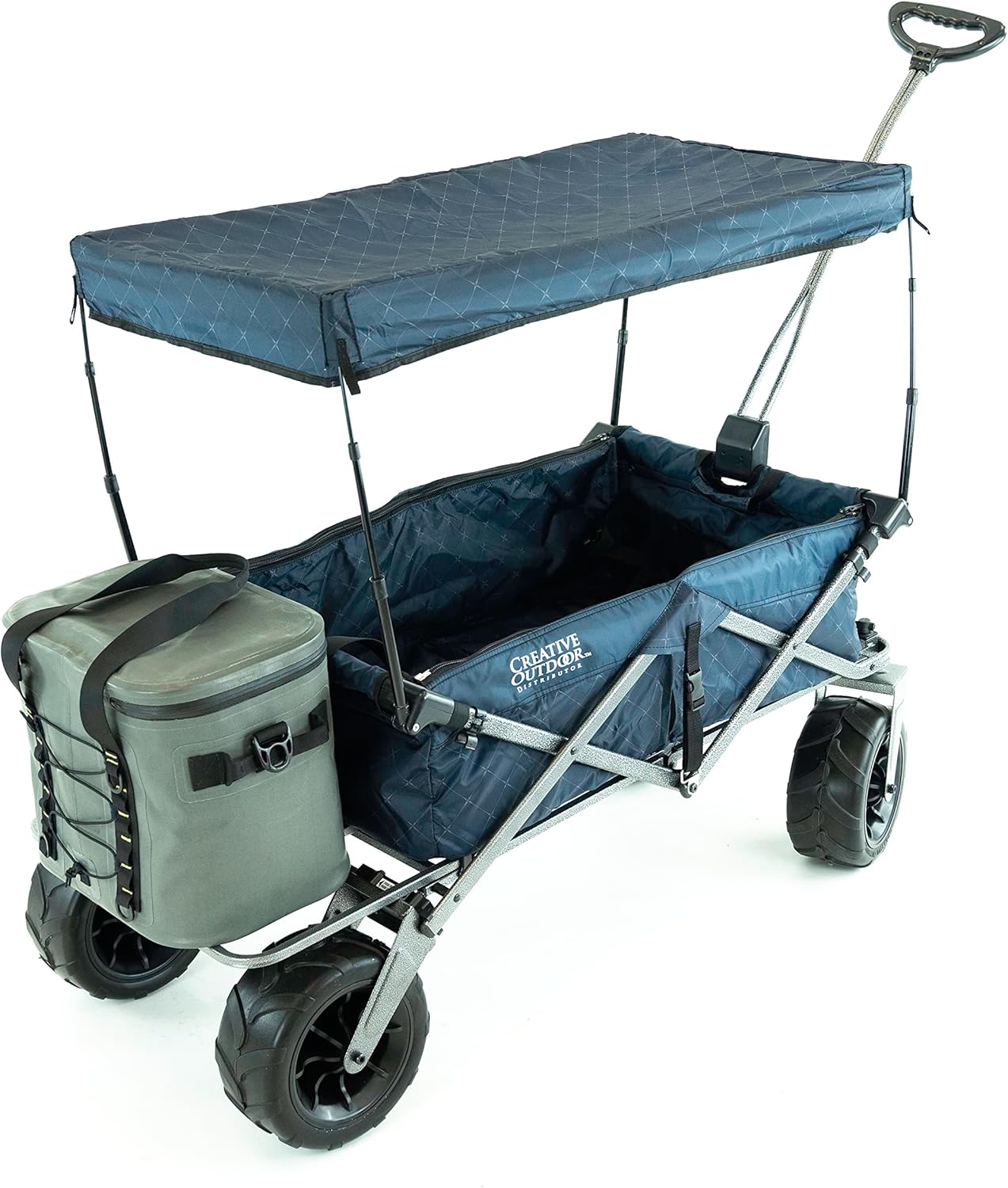 Creative Outdoor Push Pull Stroller Wagon, Beach Hauler XXL Deluxe with Canopy, Collapsible and Portable Heavy Duty Folding Cart, Supports up to 200lbs Weight Capacity, Giant 10" Wheels