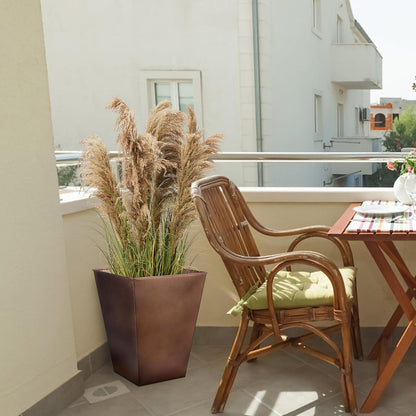 KOL 18''H. Metal Planter with Drainage Hole, Set of 2, Galvanized Steel Planter Pots for Indoor & Outdoor Use, Decorative Flower Plant Pots for Front Porch, Patio, Deck - Rust Color