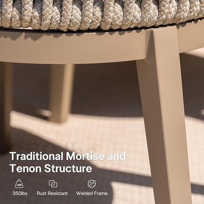 PURPLE LEAF 5 Pieces Outdoor Dining Set for 4, Aluminum Outdoor Patio Table and Chairs Set with Olefin Cushions, All-Weather Patio Dining Set for Garden or Deck, Beige