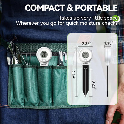 RAINPOINT Digital Compact Soil Moisture Meter for Indoor/Outdoor Plants, Soil Probe Hygrometer Sensor Tester Sets for Garden Lawn Farm, Easy Operation House Pot Plants Moisture Detector- 3 pcs