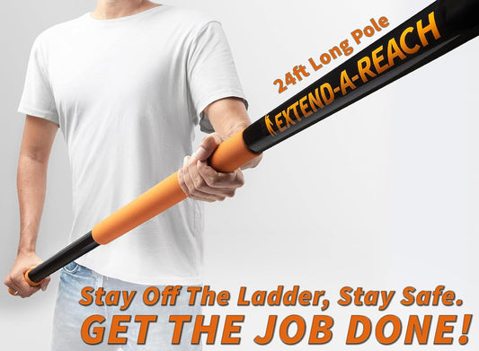 5-24 Telescoping Roof Rake 30 ft Reach // Collapsible Roof Rake for Leaves and Pine with Extension Pole // Roof Cleaning Tool for Gardening and Lawns // High Reach Adjustable Metal Leaf Raker