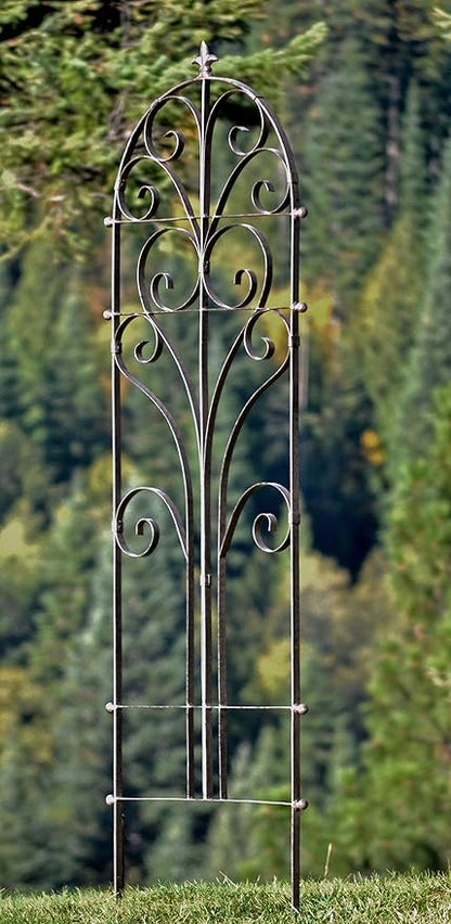 H Potter Garden Trellis for Climbing Plants Iron Metal Outdoor Scroll Wall Decor or Flowers Roses Vine Ivy Clematis GAR214 Large
