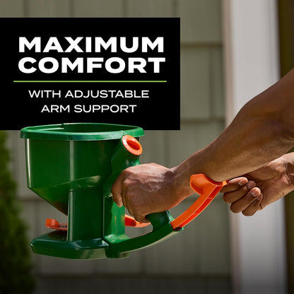 Scotts Whirl Hand-Powered Spreader for Grass Seed, Fertilizer, Salt, Ice Melt, Handheld Spreader Holds up to 1,500 sq. ft. Product