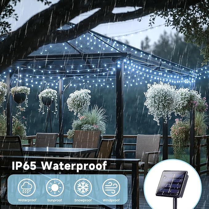 6 Pack 270FT Solar Christmas Lights Outdoor Waterproof, Super Bright 480 LED Solar String Lights with 8 Lighting Modes, Green Wire Twinkle Tree Light for Outside Xmas Party Decor (Cool White)