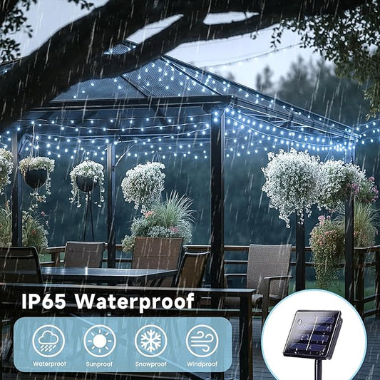 6 Pack 270FT Solar Christmas Lights Outdoor Waterproof, Super Bright 480 LED Solar String Lights with 8 Lighting Modes, Green Wire Twinkle Tree Light for Outside Xmas Party Decor (Cool White)