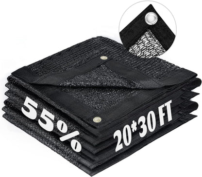 LOVE STORY 20x30FT 55% Black Shade Cloth Sun Shade Net with Grommets Sunblock Net Mesh Tarp for Garden,Plants Cover,Greenhouse and Patio