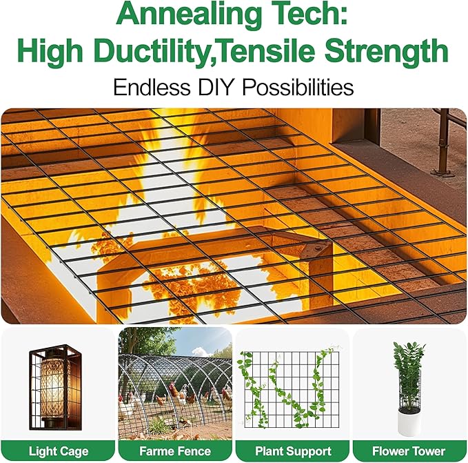 AMAGABELI GARDEN & HOME 24in(H)×50ft(L) Black Adaptive Bending Annealing Wire Mesh Welded Wire Fence for Outdoor Yard Greenhouse Plant Protection Poultry Netting