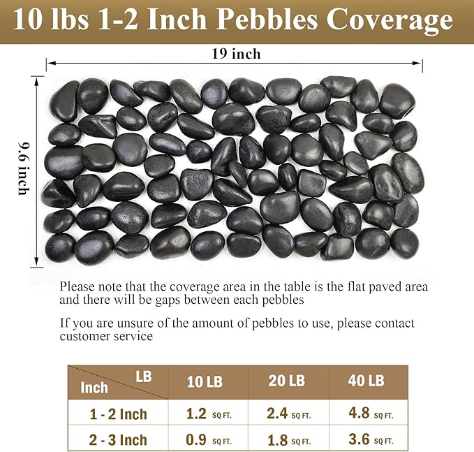 20 lbs Black River Rocks for Landscaping, 1-2 Inch Decorative Black Pebbles for Indoor Plants, Vase Fillers, Garden, Potted Plant Rocks, Paving, Fountain and Outdoor Decoration Black Stones