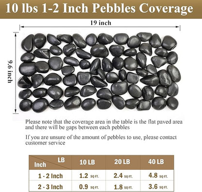 20 lbs Black River Rocks for Landscaping, 1-2 Inch Decorative Black Pebbles for Indoor Plants, Vase Fillers, Garden, Potted Plant Rocks, Paving, Fountain and Outdoor Decoration Black Stones