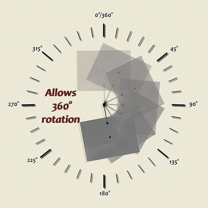 PURPLE LEAF 10' X 13' Patio Umbrella Outdoor Cantilever Rectangle Umbrella Aluminum Offset Umbrella with 360-degree Rotation for Garden Deck Pool Patio, Grey