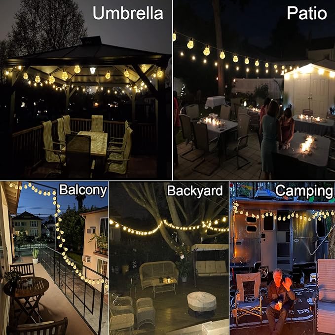 14ft Battery Operated 20 Hanging Bulb 100 LED String Lights, Vintage Commercial Battery Outdoor Lights for Indoor Outdoor Decorations Home, Bedroom, Patio, Balcony, Christmas Party (8 Modes)