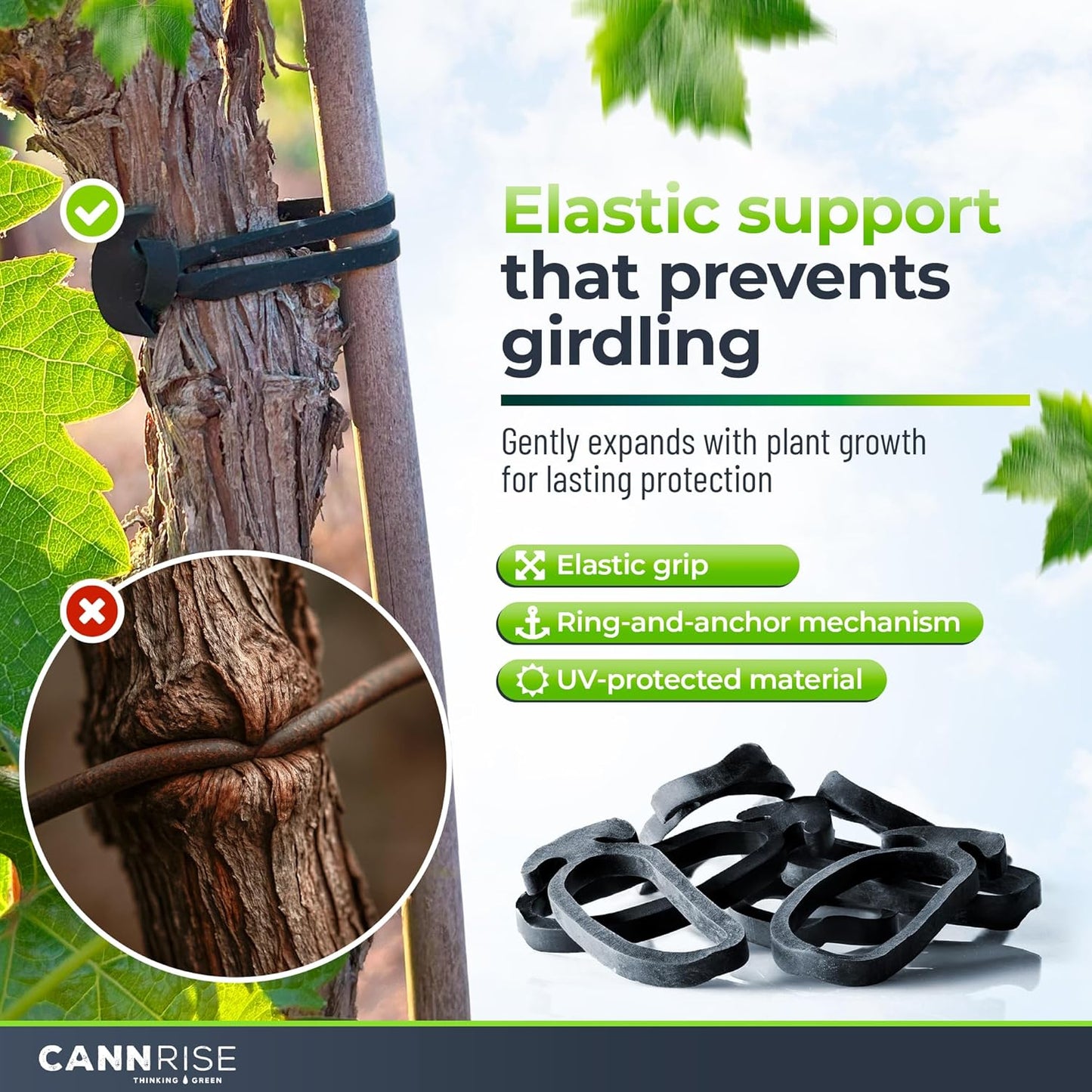 Anchor Rubber Bands for Trellising – 33 Pack of 12 cm/4.72 inches Rubber Bands for Outdoor Plant Support, Climbing Plants, Grape Vines, Trees – UV-Protected, Elastic, Multi-Purpose Use