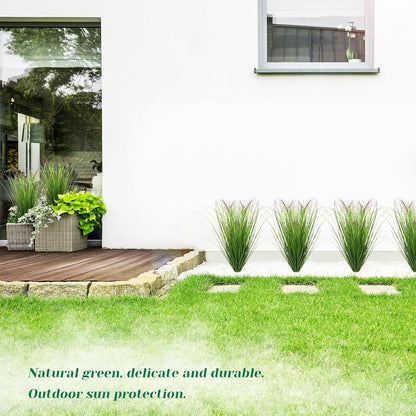 36Pcs Artificial Grass Plants, Faux Shrubs Wheat Grass, Fake Tall Grass Plants for Outdoor Decor, Greenery Stems Weed for Room Indoor Home Decor（Green Red Tail