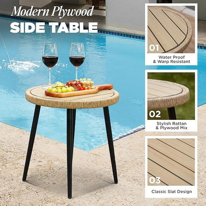 IDZO Heavy Duty 500lbs Weight Capacity Wicker Bistro Table and Chairs Set of 2 with Olefin Fabric Soft Cushions