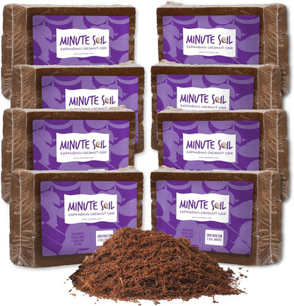Minute Soil Eco-Friendly Coco Brick 24 Pack – OMRI Medium Expands to 36 Gal – Ideal for Seedlings, Planters, Greens, Houseplants, Raised Beds, Hydroponics, Outdoor Use