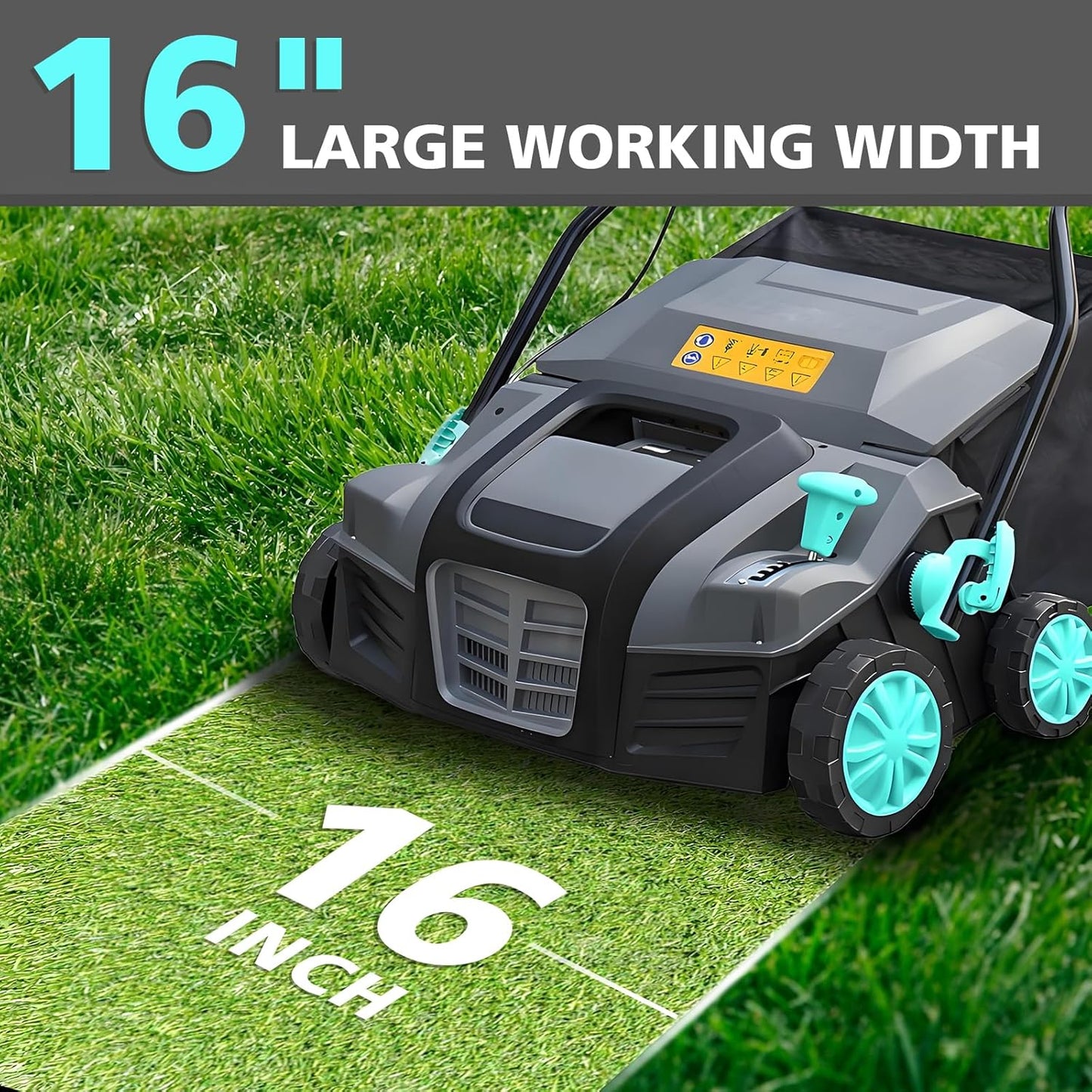 16-Inch 15-Amp 2-in-1 Electric Dethatcher and Lawn Scarifier with 14.5-Gallon Collection Bag, 5-Position Depth Adjustment, Lawn Care Machine for Thatch Removal and Grass Revitalization - XSS16D