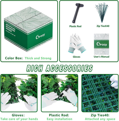 Artificial Boxwood Panels, Grass Wall Panels 20"x20"(6pcs), Privacy Hedge Fence Screen with UV Protection, Fake Greenery Backdrop for Indoor Wedding and Outdoor Garden Backyard