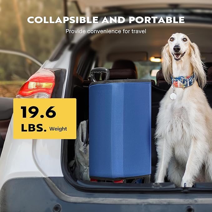 VIVOHOME 200L Collapsible Wagon 300lbs Heavy Duty Folding Utility Garden Cart Foldable Beach Wagons Large Capacity for Camping Picnic - Blue