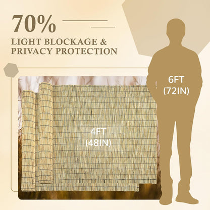 Natural 2 Pack 4FT X 16.4FT Reed Fencing Roll, Balcony Privacy Shade Reed Bamboo Fencing Garden Fence Border, Wind Block Sunshade Fence Screen for Outdoor Yard Patio Flower Bed Edge