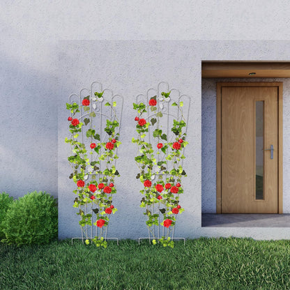 Metal Detachable Trapezoidal Garden Trellis for Climbing Plants, 60 Inches Sturdy Patio Plant Support for Indoor Plants Trellis for Rose, Vegetable Flower, Backyard Pack of 2 - White