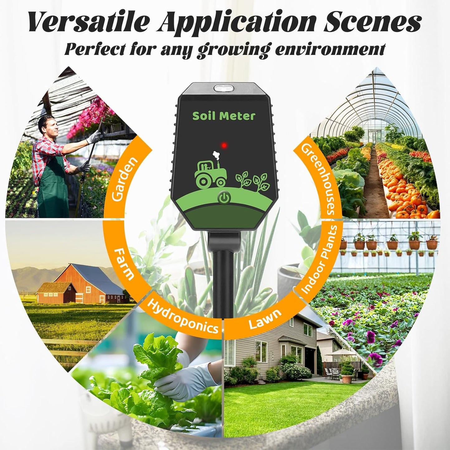 Smart Soil pH Tester Digital Soil Moisture Tester 8 in 1- pH, EC, Moisture, Fertility, Salinity, Sunlight, Humidity, Temperature Monitor Soil Test Kit for Garden, Lawn, Hydroponics