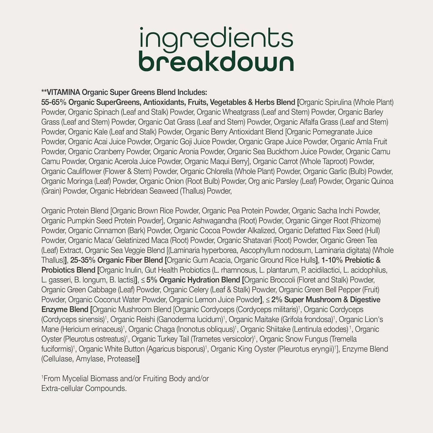 Zena Nutrition Organic Super Greens Fruit & Veggies Supplement, 70+ Superfoods from Fruit & Vegetables, 3g Fiber, Spirulina, Chlorella, Prebiotics & Probiotics, Digestive Enzymes, 180 Capsules