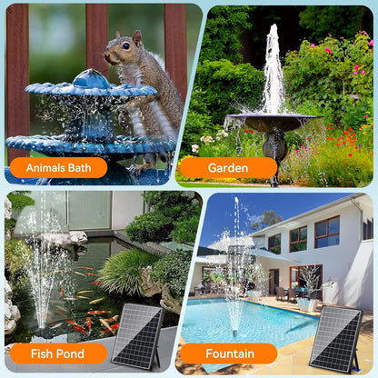 Biling 25W Solar Fountain Pump, Solar Pond Pump equipped filtration and anti-dry Protection, Solar Pond Fountain with PVC Tubing Various Nozzles Accessories for Water Garden & Pond Pumps