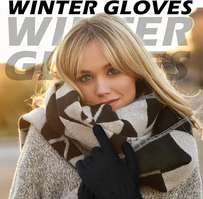 SATINIOR Magic Winter Gloves Unisex Gloves Knit Stretchy Mitten Full Fingers Warm Mitten for Men Women Sports